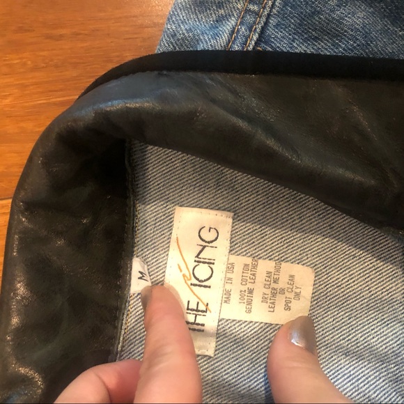 Heavy leather and denim studded jacket - Picture 6 of 6